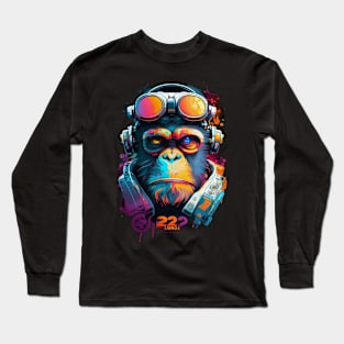 Anime Cyber Ape (Sci-Fi Ape Vintage Retro Future Design Cyberpunk Space Ape) Long Sleeve T-Shirt